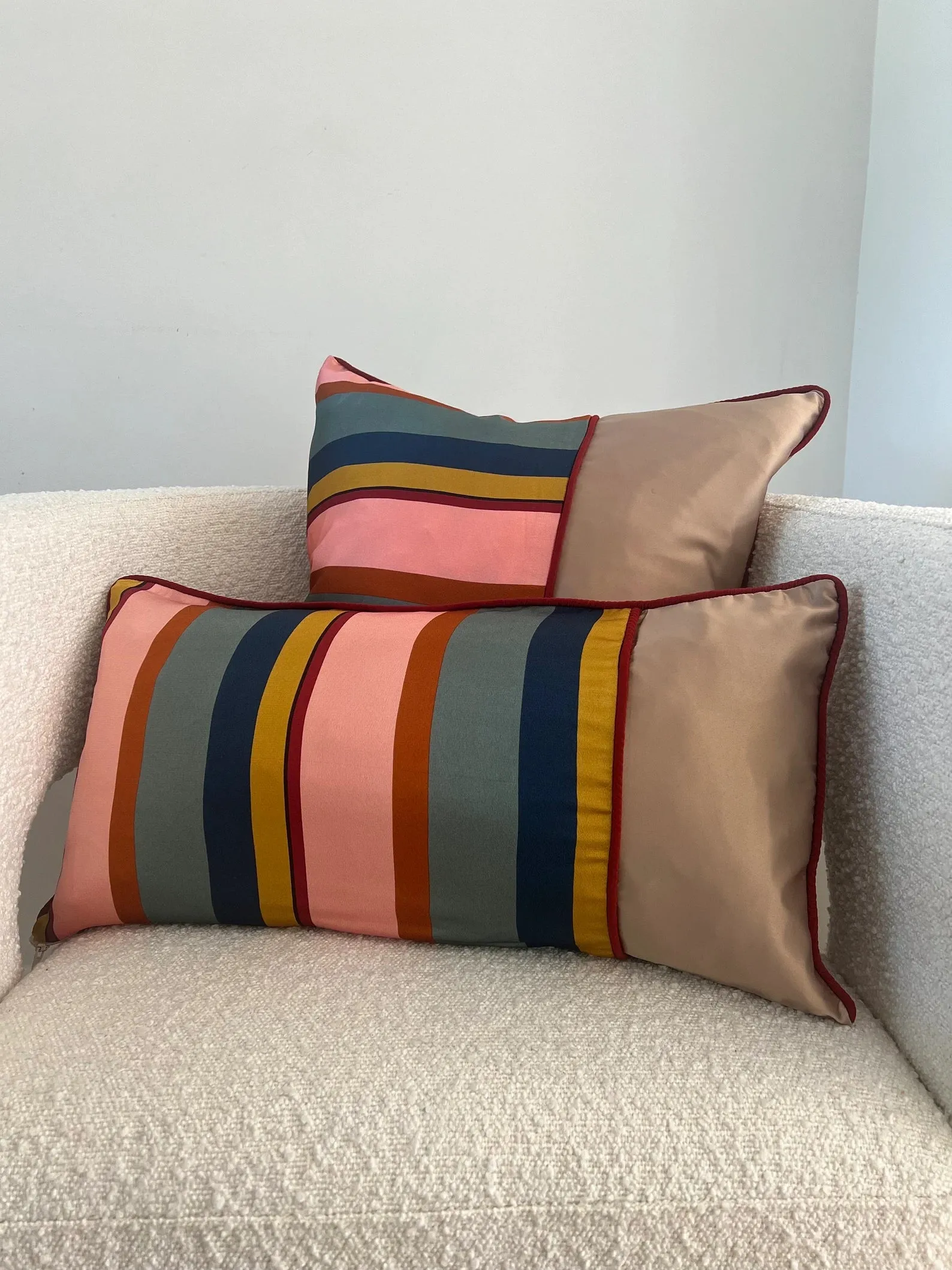 Vibrant Colorful Handmade Stripe Cushion Set