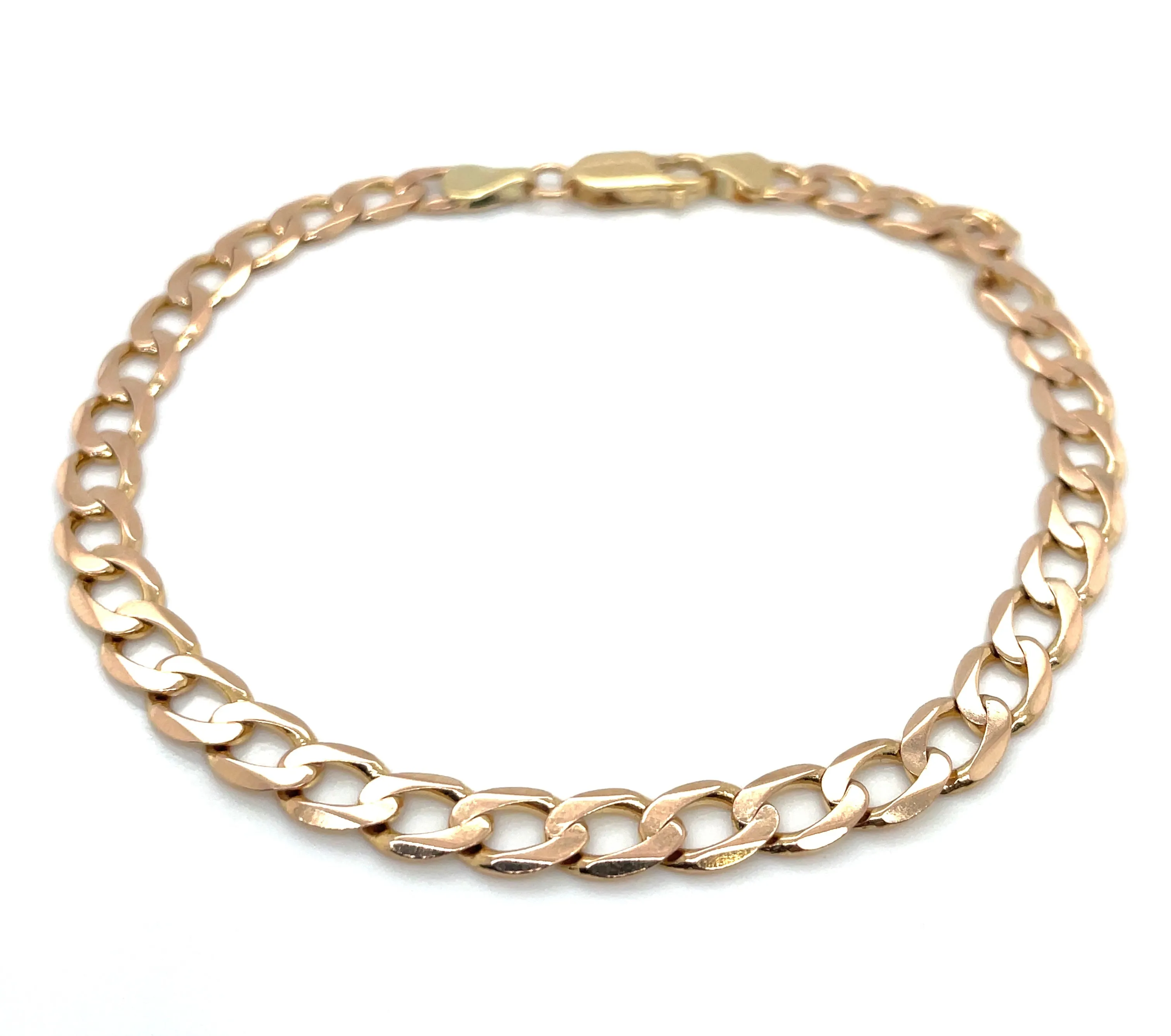 Vintage 9ct Yellow Gold Gents Curb 8” Bracelet